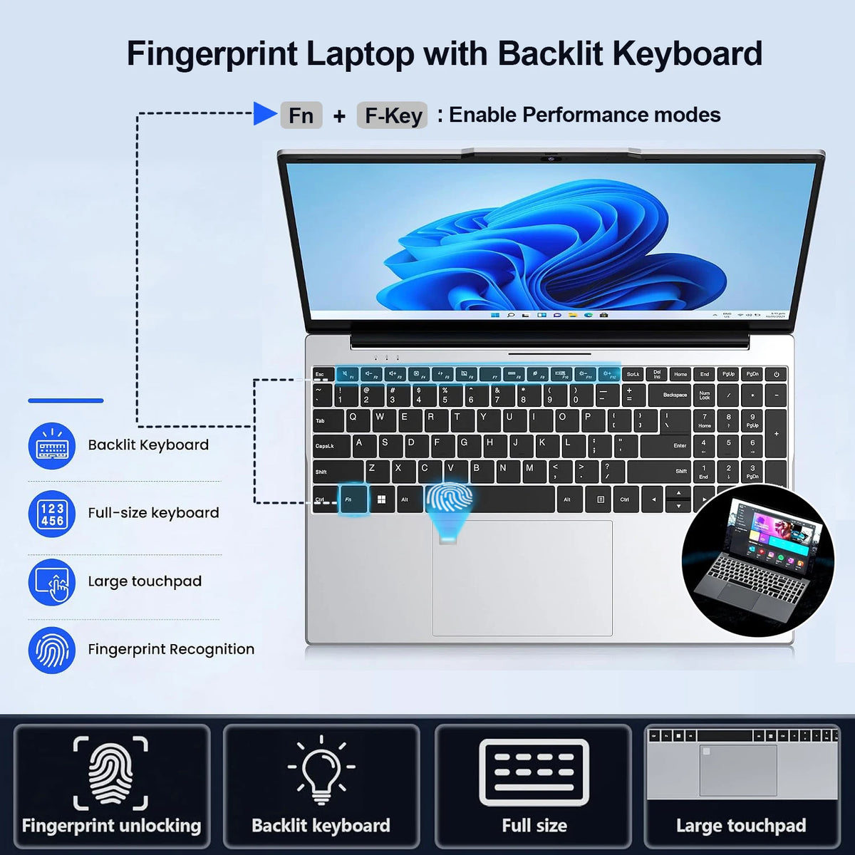 15.6" Intel Core I7-1165G7 Laptop Computer Windows 11 16GB RAM 1/2TB SSD Notebook PC 4K HD Wifi6 Backlit Portable Office Laptops