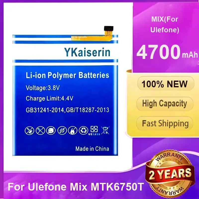 Mobile Phone Battery 4700Mah Portable For Ulefone Mix 1 MTK6750T
