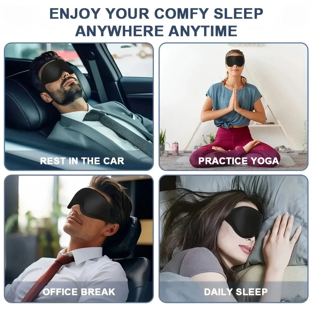 1-piece 3D stereoscopic eye mask with shading and sleep design, breathable and soft fabric, adjustable straps