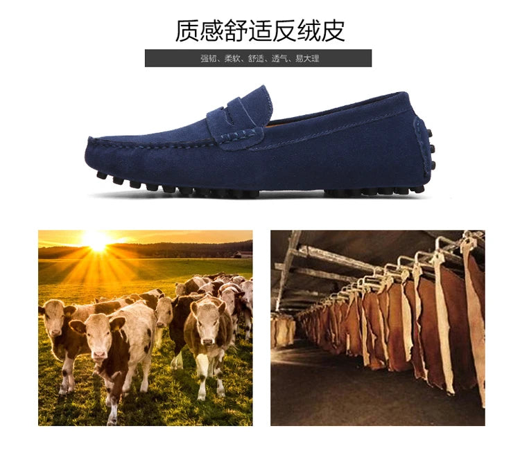 Men's Casual Fashion Genuine Leather Loafers Moccasins Slip-On Driving Shoes 38-50 Size Range Male Flats Comfort Footwear