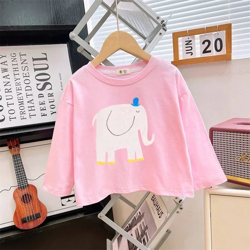 kids shirts 2024 new autumn full sleeve baby girls tops boys tees cotton children clothing cartoon kids t-shirts