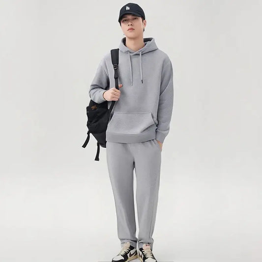 2026 Men's New Straight-Leg Casual Suit Trendy Hooded Sweatshirt and Sweatpants Loose Fit Versatile Casual Autumn Sports Suit
