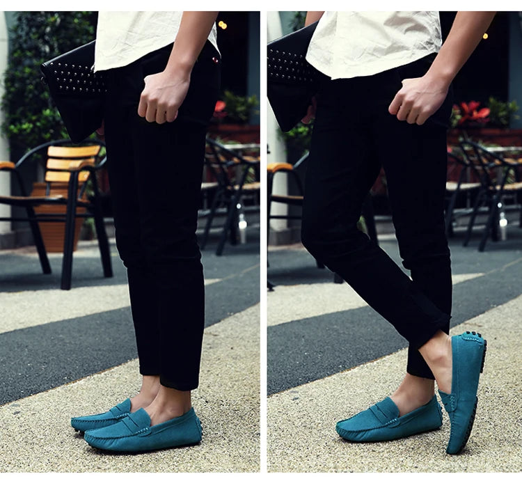 Men's Casual Fashion Genuine Leather Loafers Moccasins Slip-On Driving Shoes 38-50 Size Range Male Flats Comfort Footwear