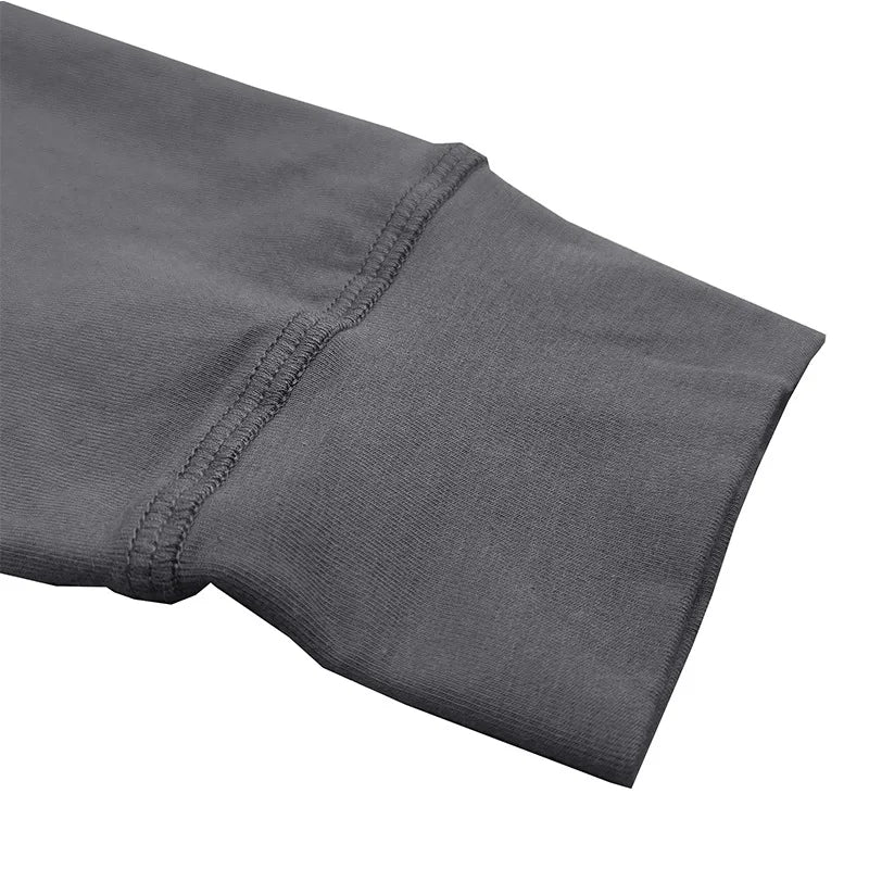 SHiONFA Spring Men's Long Sleeved T-shirt Casual Soft Cotton Base Shirt Placket Front Button Solid Color Pullover