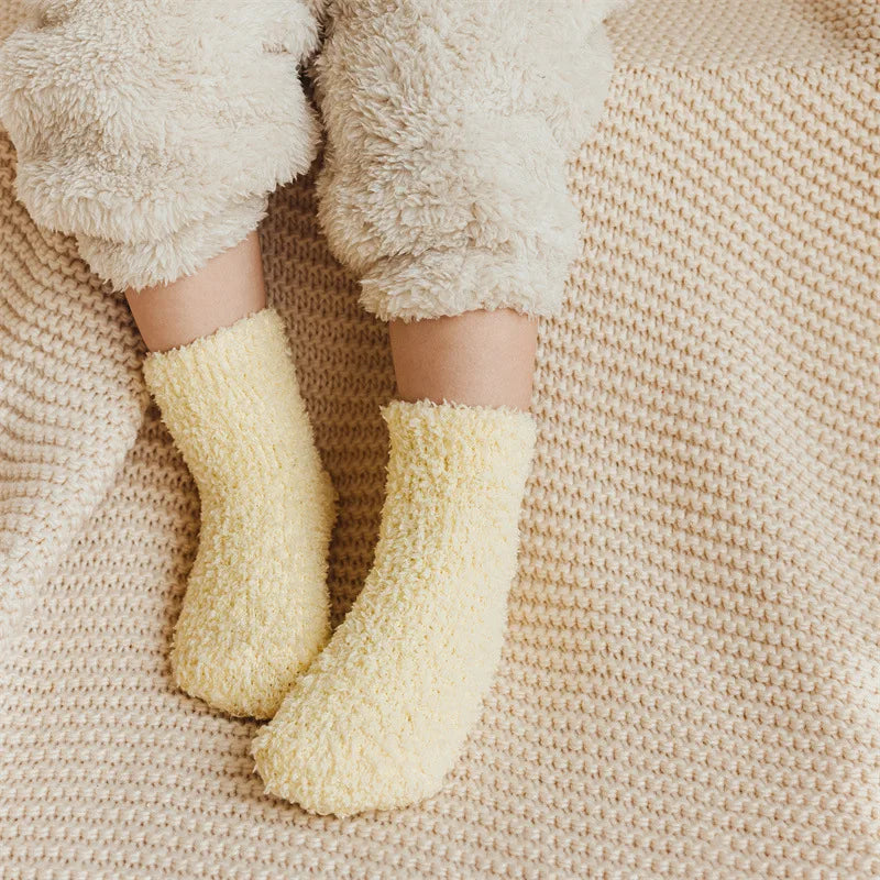 3Pairs Autumn and Winter Thick Baby Toddler Socks for Girls and Boys Coral Fleece Non-slip Baby Floor Foot Socks 0-5Y Children