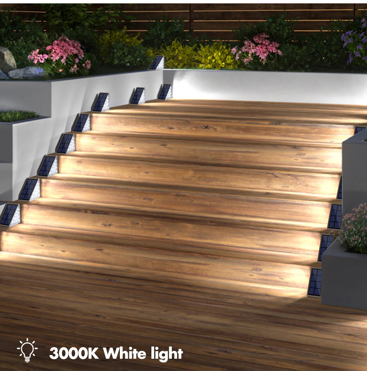 Solar Step Lights Outdoor Waterproof IP67 Solar Powered Stair Lights Triangle Solar Deck Lights for Outside Garden Patio Yard