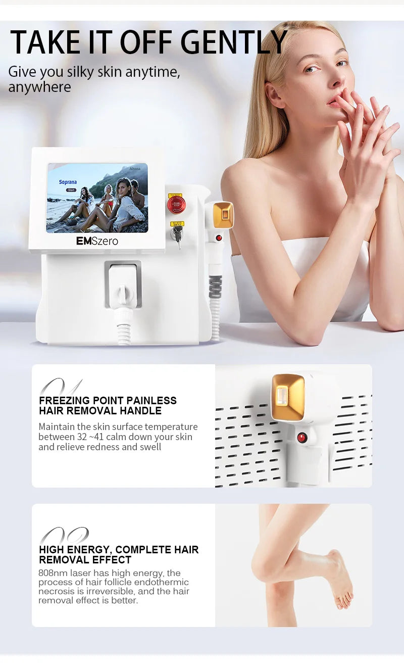 Diode Laser Hair Removal Equipment Freezing Point Painless And Safe Hair Removal System 3 Wavelength 755nm 808nm 1064nm HOT