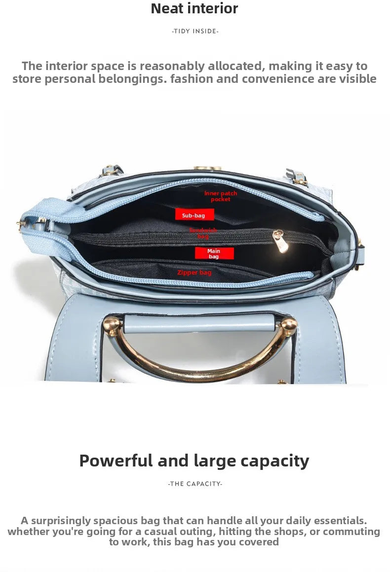 Women's Handbag, New Fashion Trend, Embossed Solid Color, Versatile Casual Shoulder and Crossbody Bag for Women