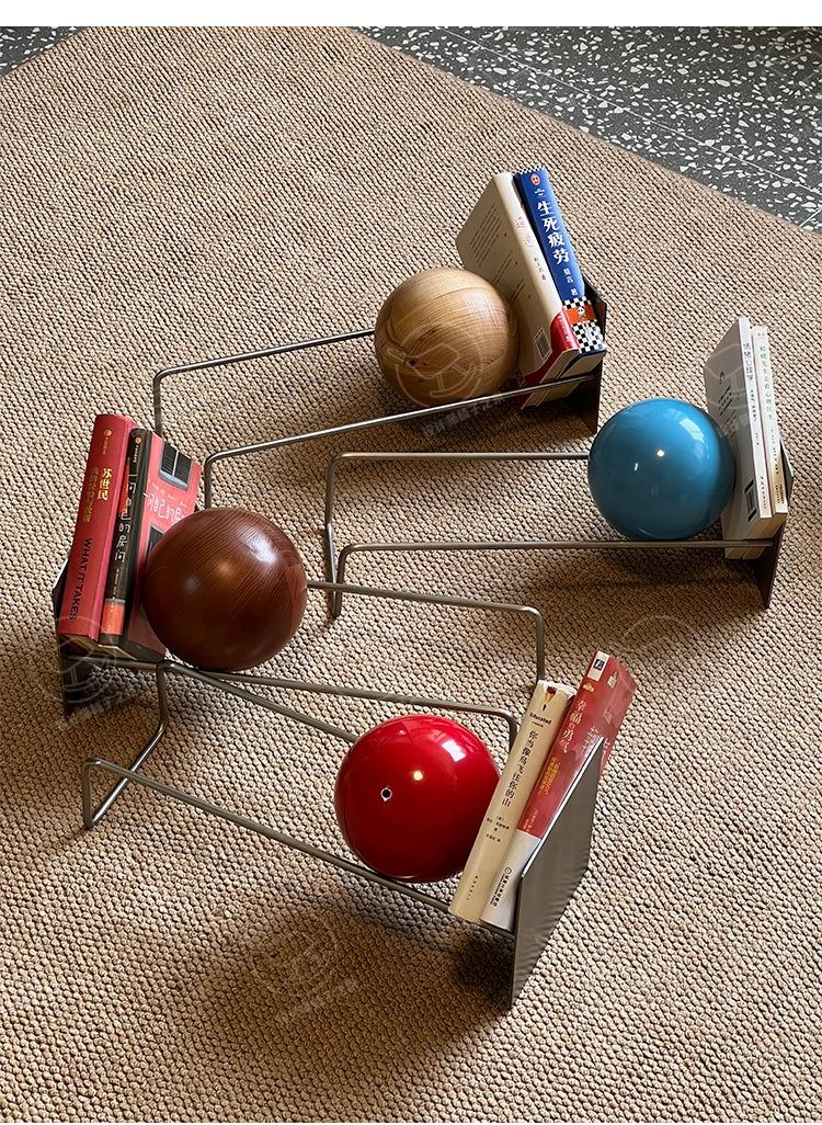Bauhaus Creative Bookshelf Solid Wood Ball-Bearing Magazine Holder Mid-Century Modern Desk Organizer Artistic Home Display shelf