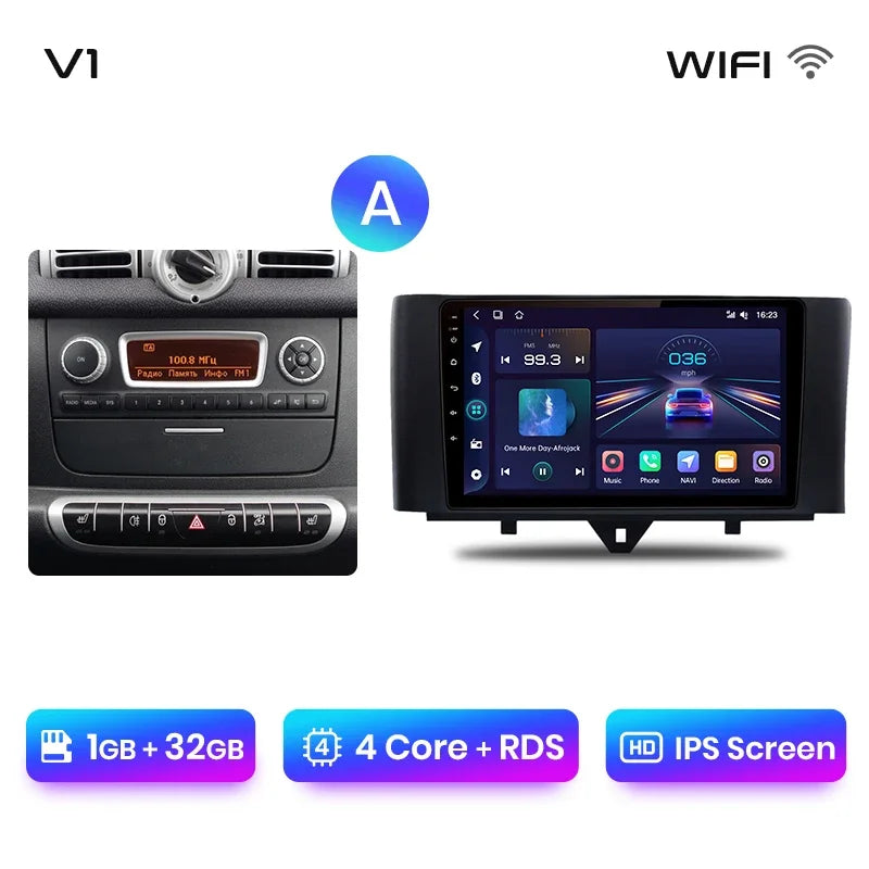 Junsun Wireless CarPlay Android Auto Radio For Smart Fortwo 451 2005 - 2015 Car Intelligent Systems RDS BT DSP 2 din autoradio
