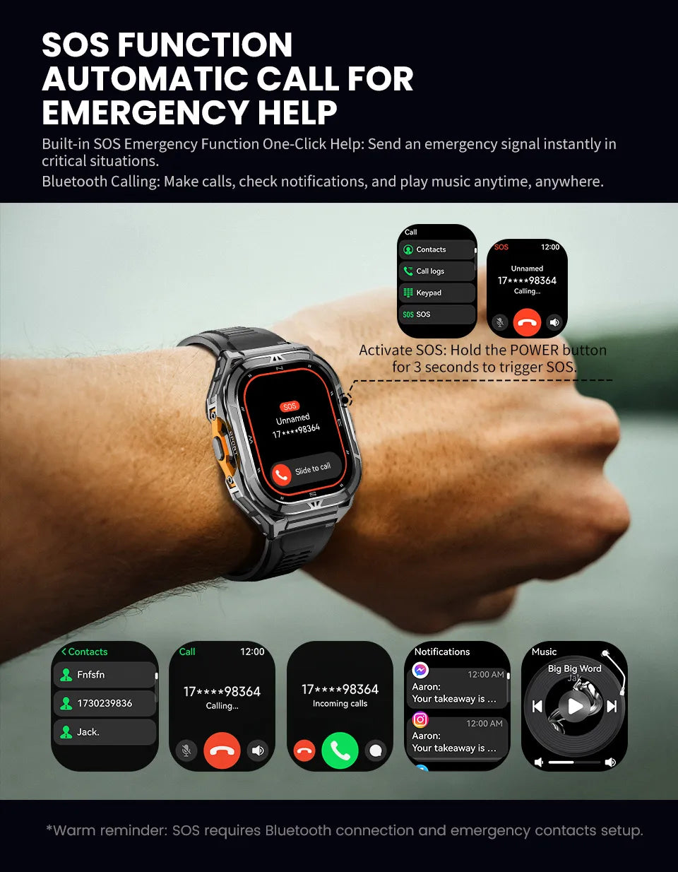 2025 NEW TANK X5 Smartwatch 5ATM Waterproof GPS Dual-Frequency tracking 1.96" AMOLED 530mAh Compass 170+ Sports Fitness Tracker