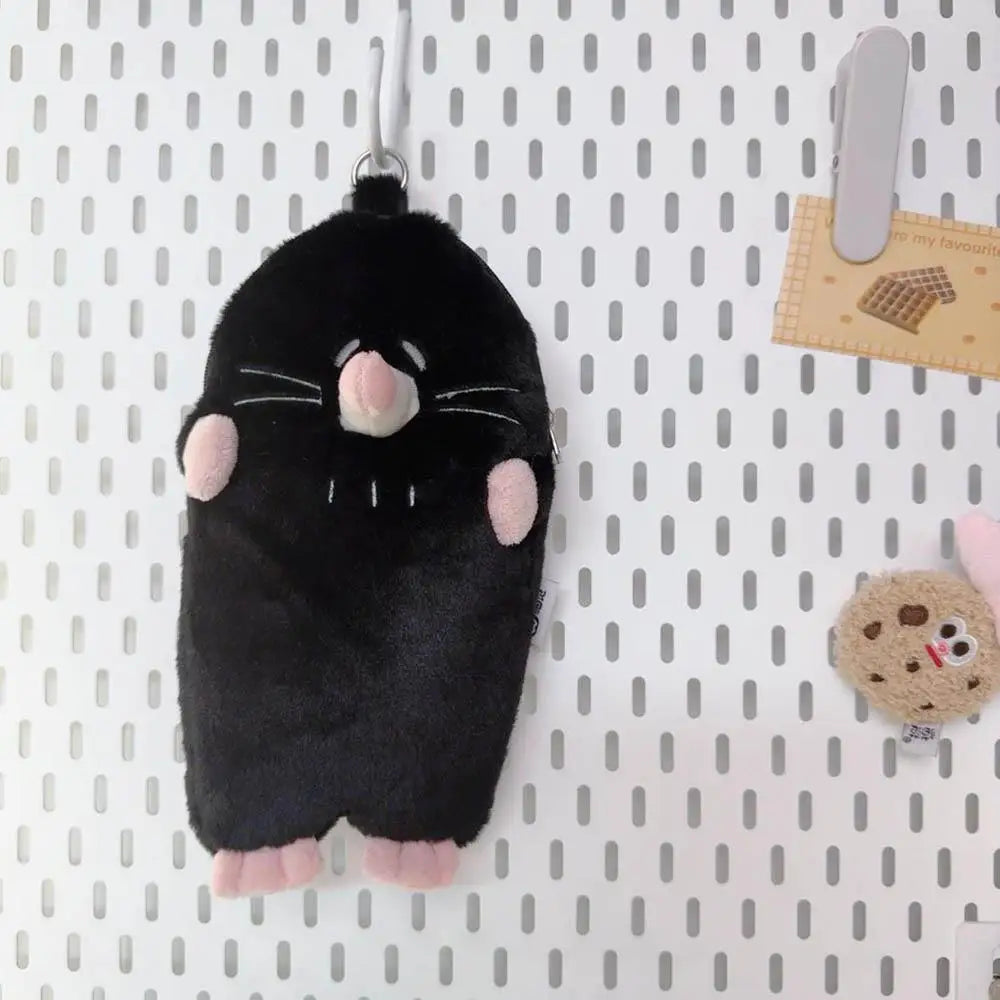New Portable 3D Mole Pencil Case Plush Cartoon Large Capacity Stationery Bag Creative Cute Doll Stationery Case Dirty Resistant