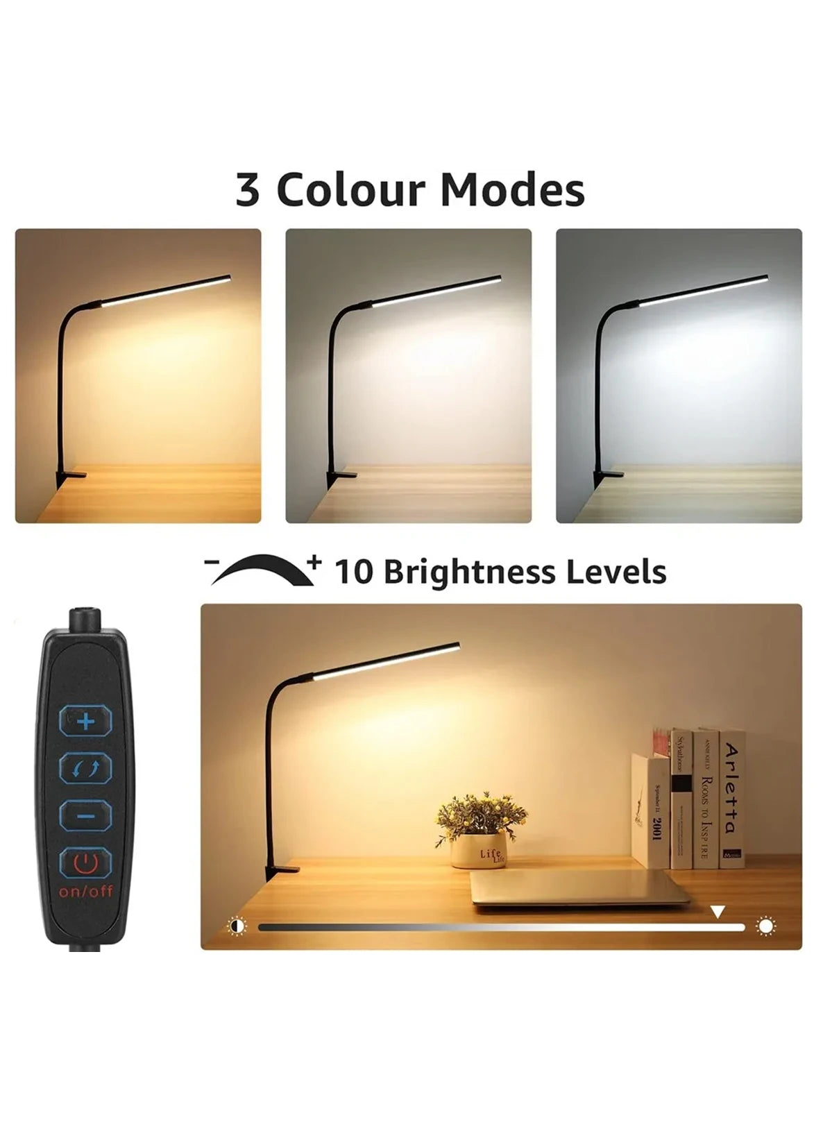 LED Double/Single Head Reading Desk Lamp Foldable Swing Arm Table Lamp with Clip Dimmable Workstation Office PC Eye Protection