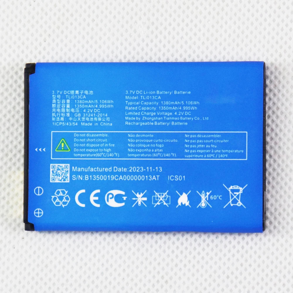 Phone Battery For Alcatel TLi013CA 1380mAh/TLi016D1 1680mAh/TLi017C7 1850mAh/TLi017D1 1850mAh/TLi019D7 2000mAh/TLi021E1 2200mAh