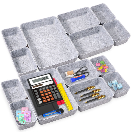 14Pcs Felt Drawer Storage Box Desk Organizer Thickened Multi-Purpose for Cosmetic Makeup Office Supplies Organizer 3 Size