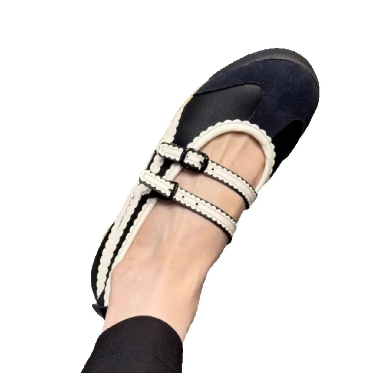 2025 Silver Ballet ShoesSpring New Women's Round Toe Flat Buckle Shallow Casual Sports Daily Office Commuter Ladies Single Shoes
