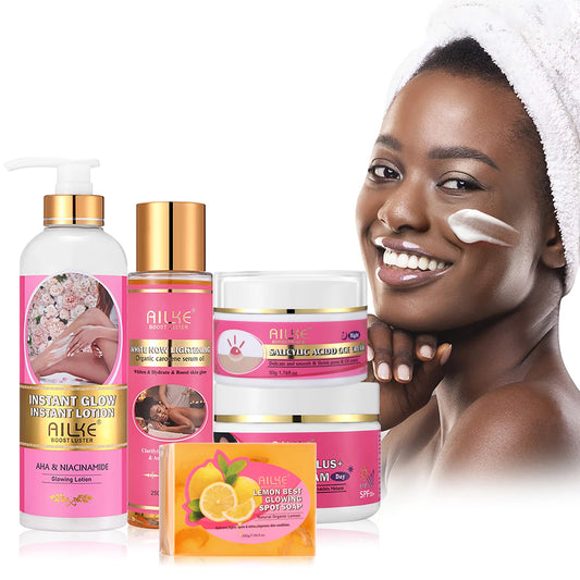AILKE Natural Whitening Skin Care Set For All Skin Types, Remove Stubborn Acne, Dark Spots Kit, Reduce Melanin, Pigmentation