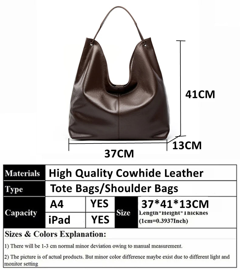 Toptrends Cowhide Genuine Leather Large Underarm Shoulder Bags For Women 2025 Luxury Designer Hobo Tote Bucket Ladies Handbags