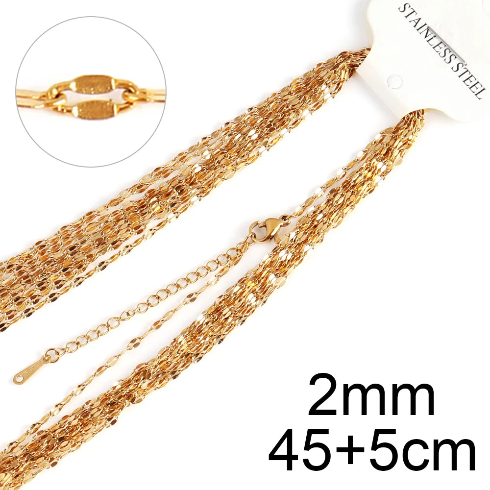 10pcs/lot Bulk Wholesale Stainless Steel Necklace Chain Necklace Choker Chains for DIY Jewelry Making Handmade Accessories