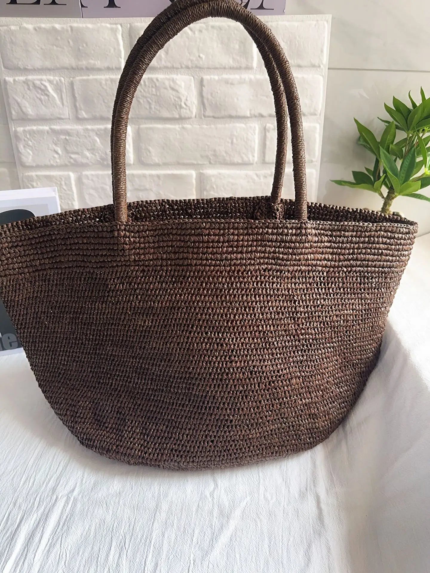 2026 Large Handwoven Rattan Tote Bag for Women Natural Straw Beach Bag Purse Luxury Shoulder Bags Handbag Summer