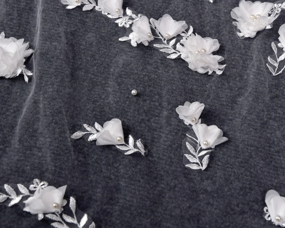 TOPQUEEN V52 3D Flowers Wedding Veil with Pearls  Bridal Veils Long Train Bridal Shower Veu Of Bride 3 Meter  Veu de Noiva