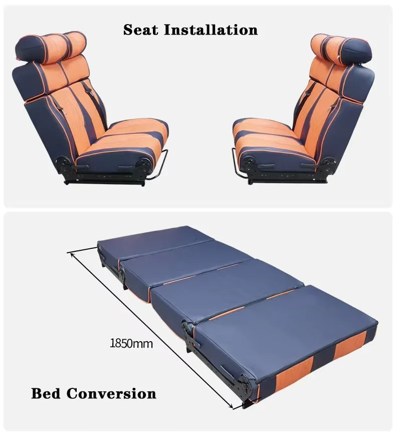 Triple Person Seat Customized Modified RV Passenger Seat Bed Comfortable Adjustable Folding Sofa Seat Ideal for RVs Camper Van