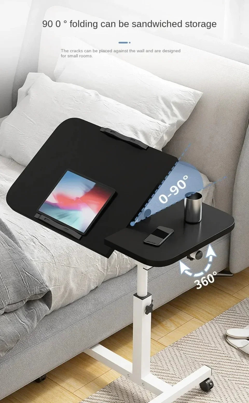 Adjustable Nursing Table Foldable Rotating Table Multifunctional and Movable Storage Table Convenient Dining Table on The Bed