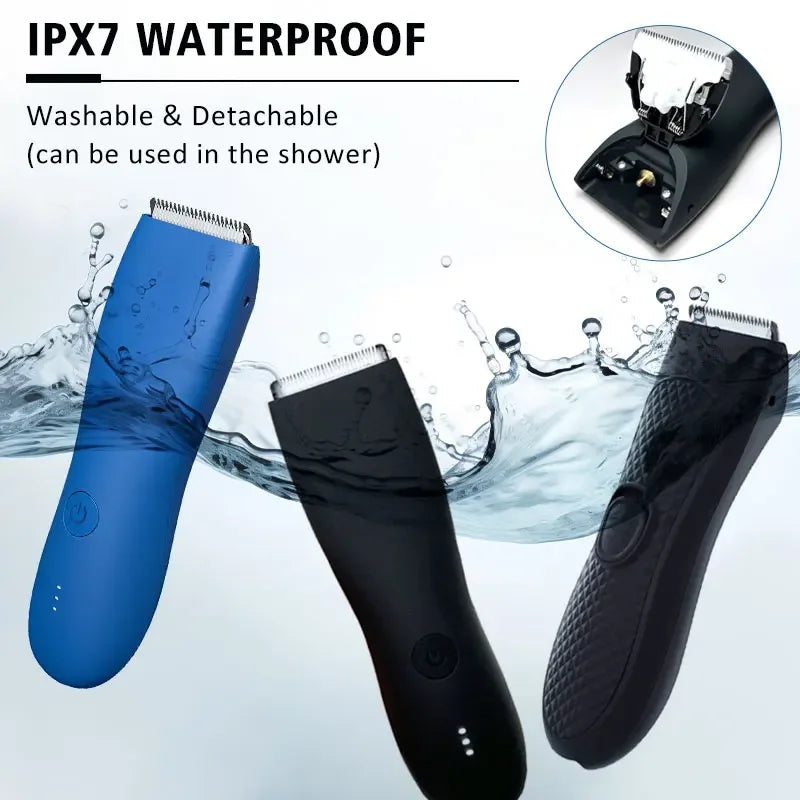 Men's Electric Groin Hair Trimmer Pubic Hair Trimmer Body Grooming Clipper for Men Bikini Epilator Rechargeable Shaver Razor