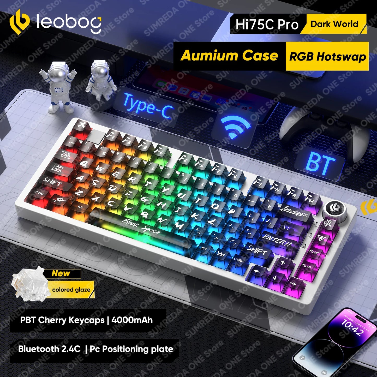 Leobog Hi75C Hi75 Hi75C Pro Aluminum Wireless Custom Mechanical Keyboard Kit Gaming Bluetooth 2.4G Wired Hotswap Gamer Keyboard