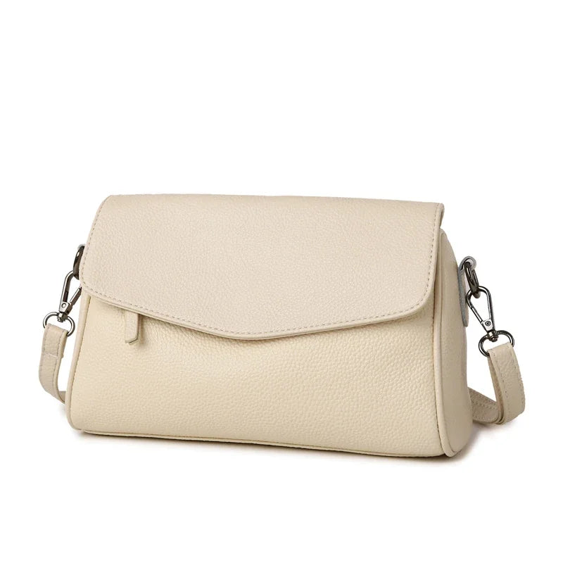 Luxury Solid Color Genuine Leather Ladies Messenger Bag 100% Soft Cowhide Shoulder Crossbody Bags For Women 2026 Female Handbags