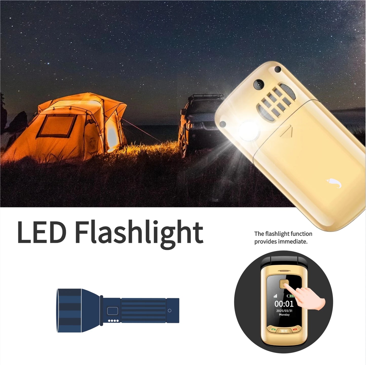 Affordable Retro Flip Cute Phone SOS Dial Speed Dial Big Button Dual Screen Loud Speaker Long Battery Clamshell Mini Size Mobile