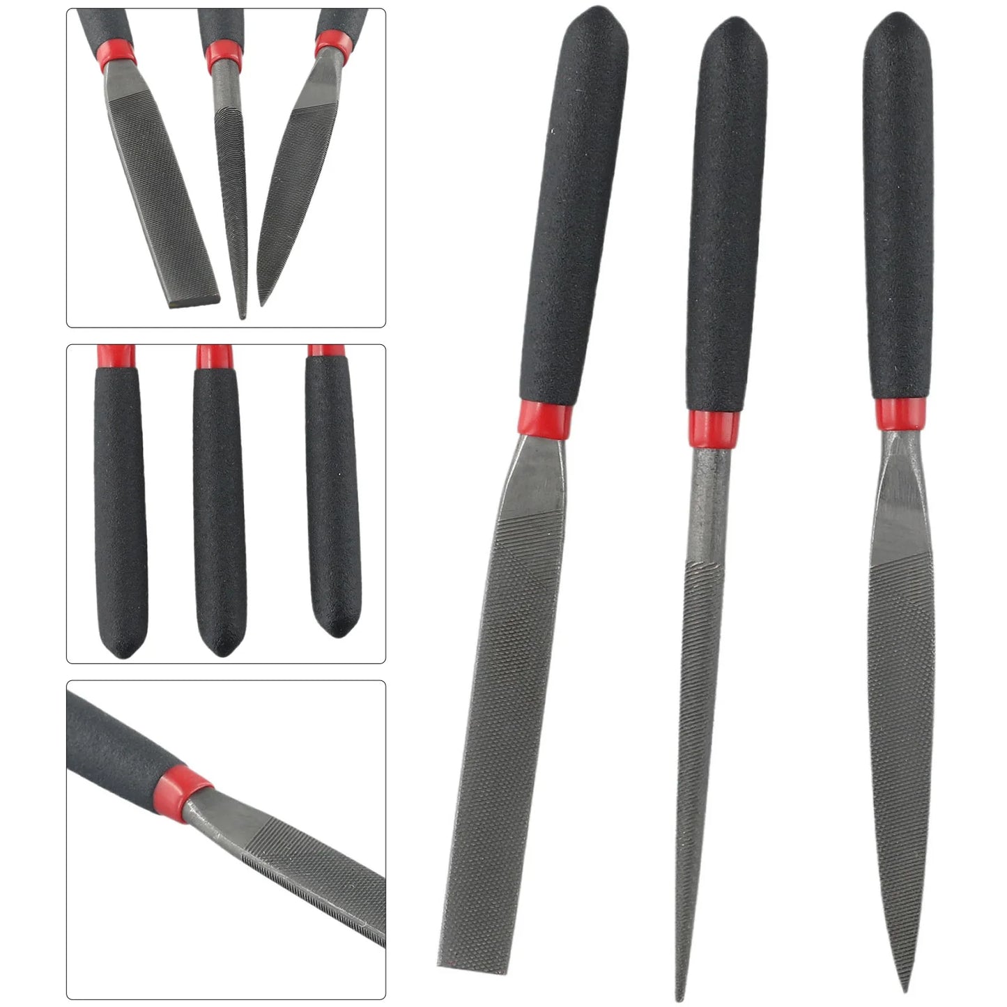 Hand Operated Tools Files Model Files Reliable 3Pcs/Set Half Round File Mini Files Round File Steel Flat File Home