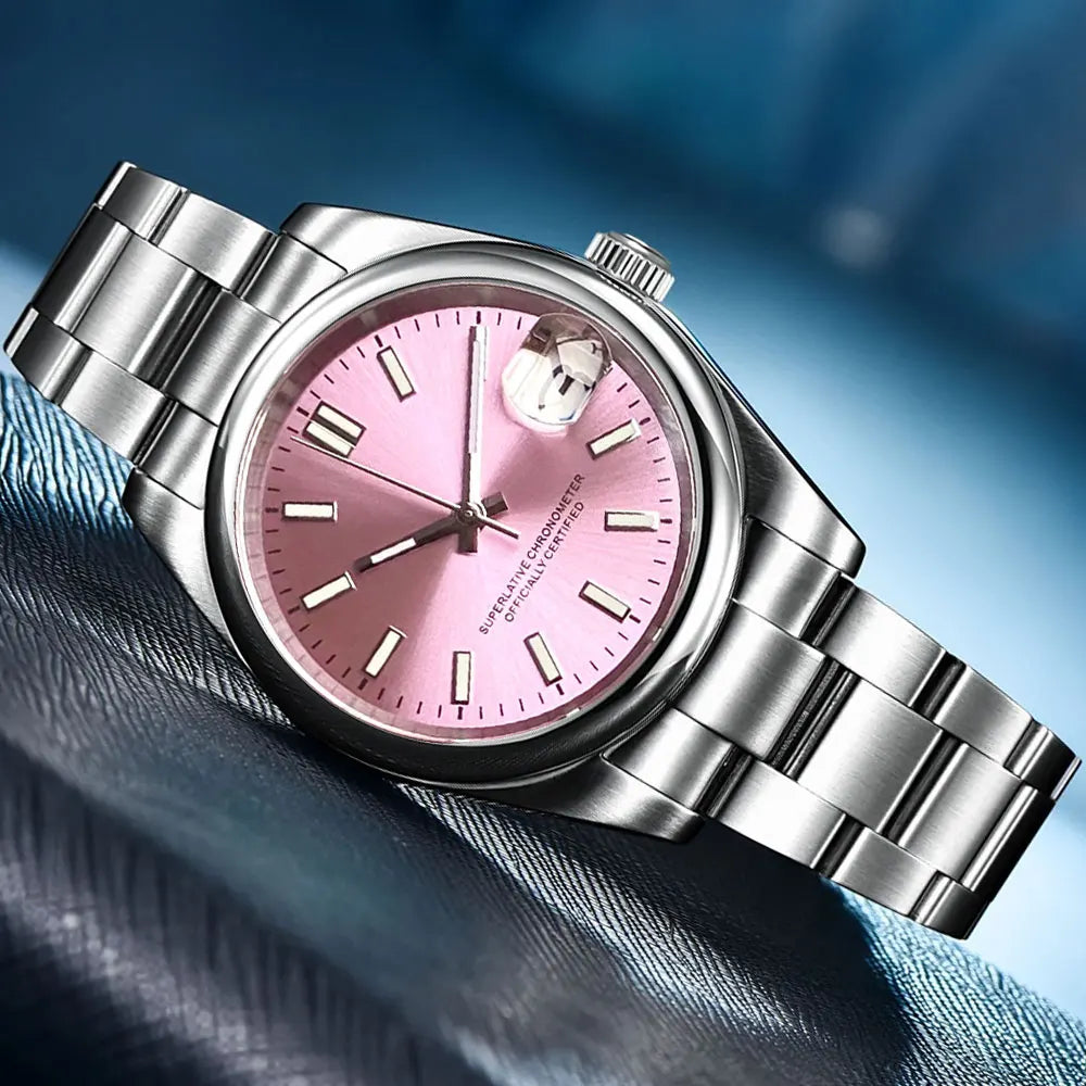 Tandorio New Round Sapphire Glass 200m Waterproof Black Sunbrust Dial Japan NH35A Automatic Mechanical Movement Men's Watch