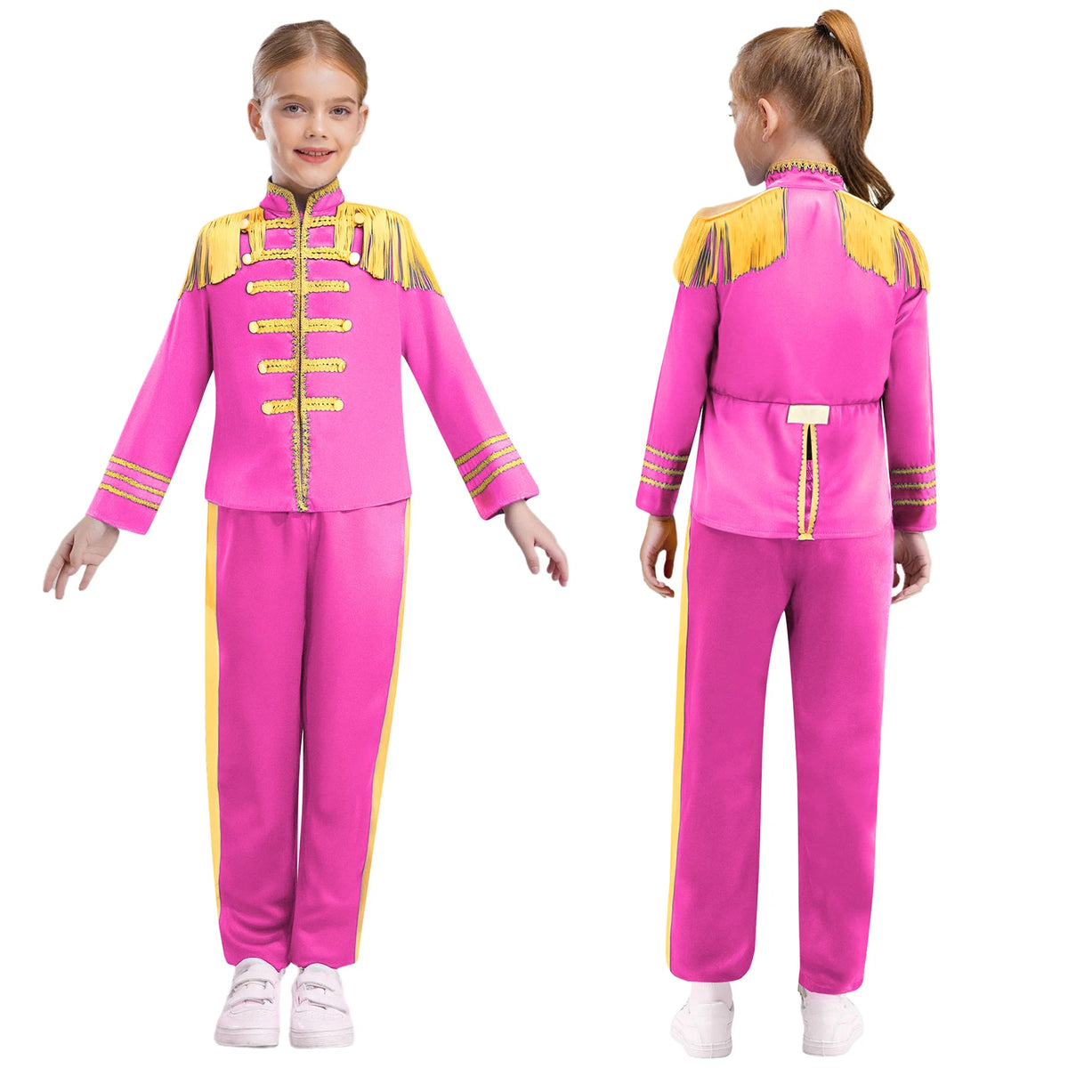 Kids Girls 60s Retro Hippie Rock Band Musician Costume Halloween Cosplay Carnival Party Circus Drummer Parade Tassel Jacket Coat