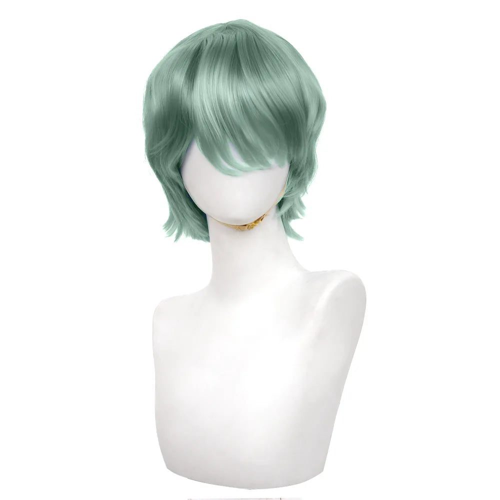Kpop Saja Boys Baby Cosplay Synthetic Wig 30cm Short Green Men Hair Anime Heat Resistant Wigs Halloween Party Cosplay Gift