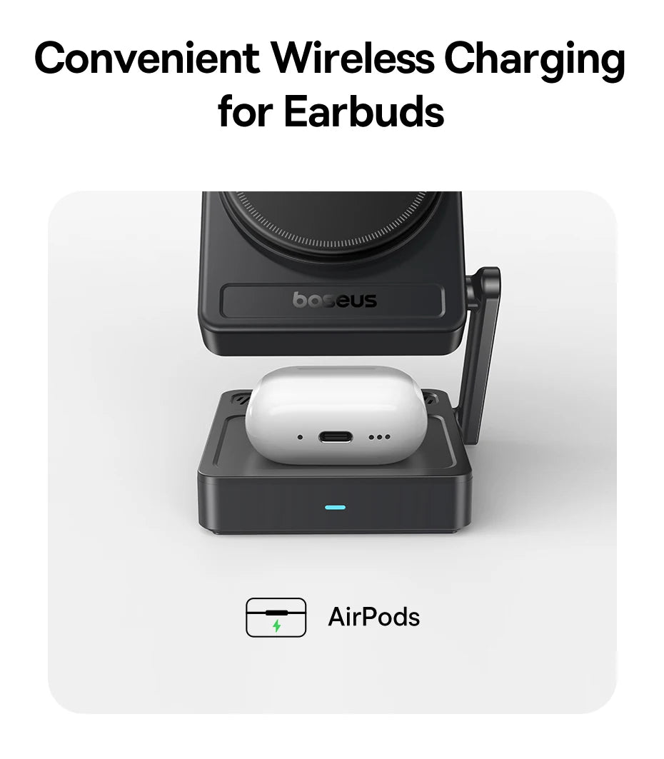 Baseus 3 in 1 Magnetic Wireless Charger Qi2.2 35W Fast Charging for IPhone 17 16 15 14 IWatch Earbuds AirPods Pro IWatch