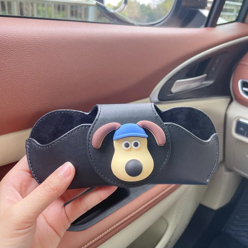 Cartoon Dog Car Sunglasses Holder - Easy Access, Scratch-Free & Stylish Organizer for Women Glasses Case  Car Accessories