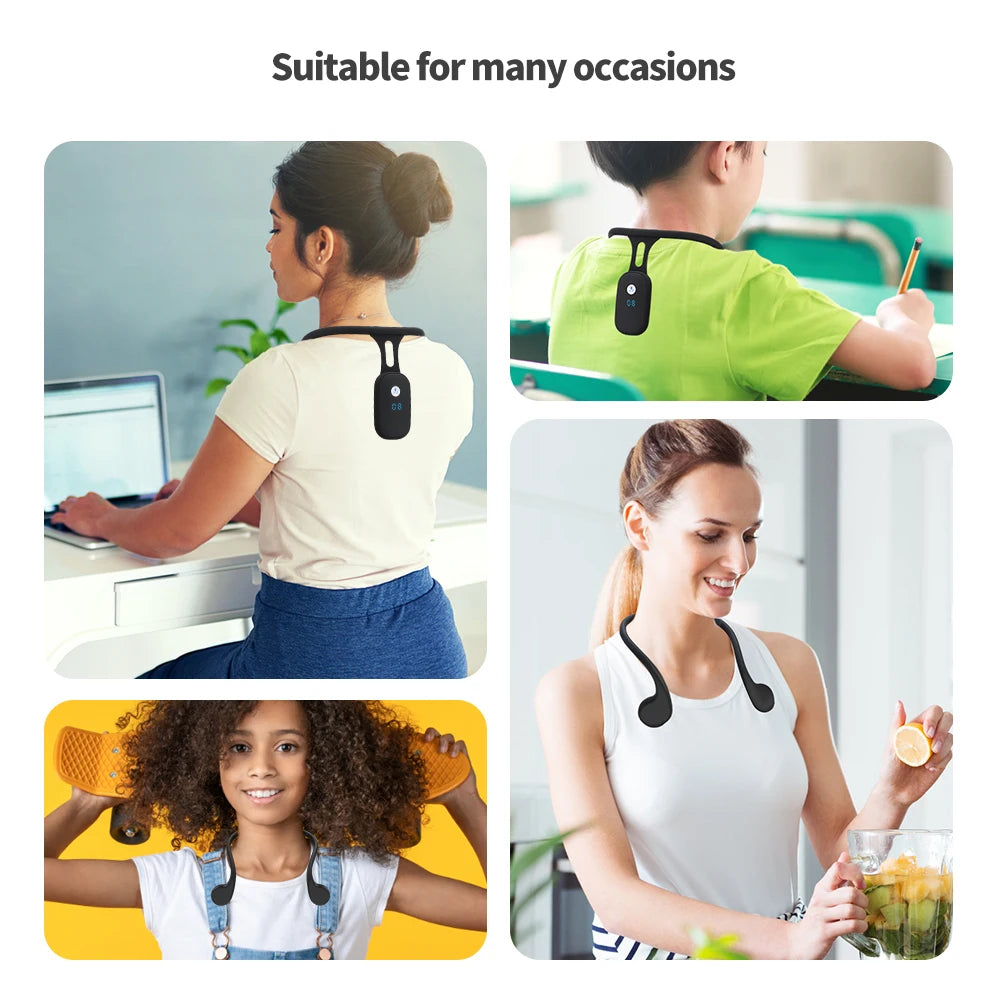 Smart Posture Reminder Device Vibration Alert Back Support Wearable Anti-Slouch Sensor for Adults Kids Office Home Daily Use