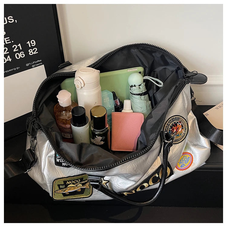 Fitness Travel Bag Suitable for Both Men and Women, Can Be Carried by Hand, Worn over the Shoulder or Cross-Body， Pu Leather Bag