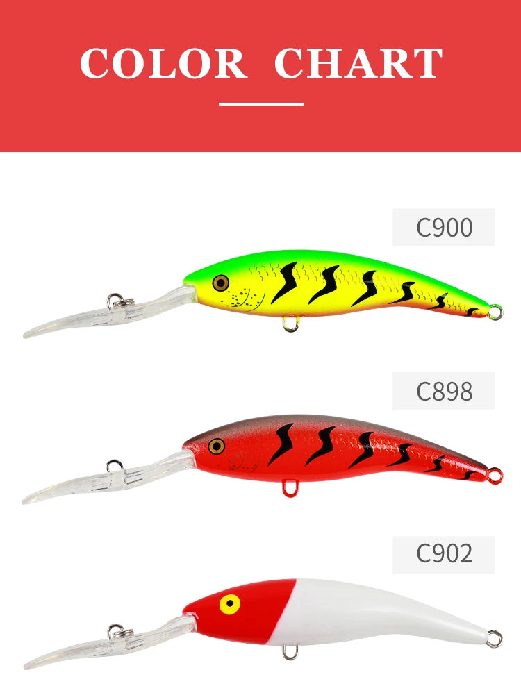 FM33 Deep Tail Dancer Hard Bait 75mm 10g  90mm 14.3g 105mm 23g Deep Diving Minnow Lure Wobbler Bass Pike
