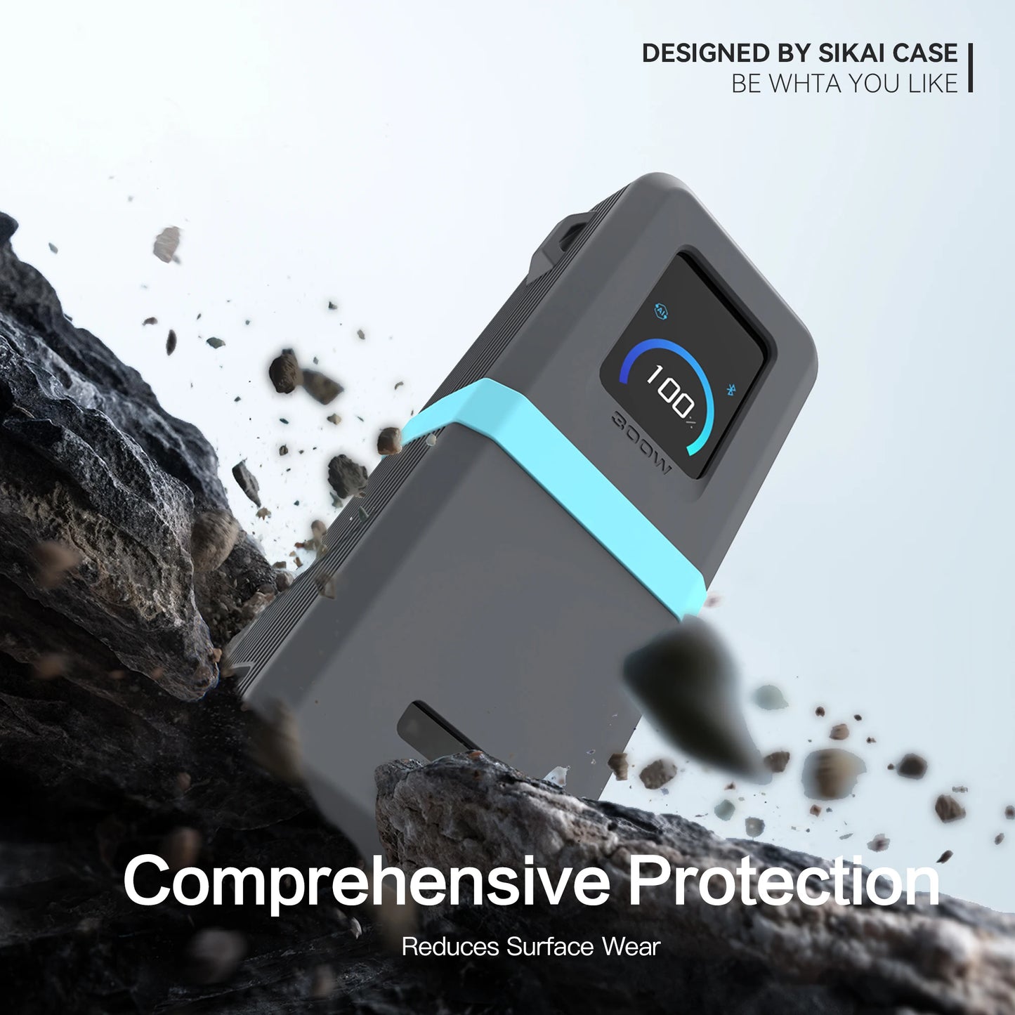 SIKAI Silicone Protective Case for Anker 300W 26250Mah PowerBank Travel-Friendly with Cable Storage Airplane Safe