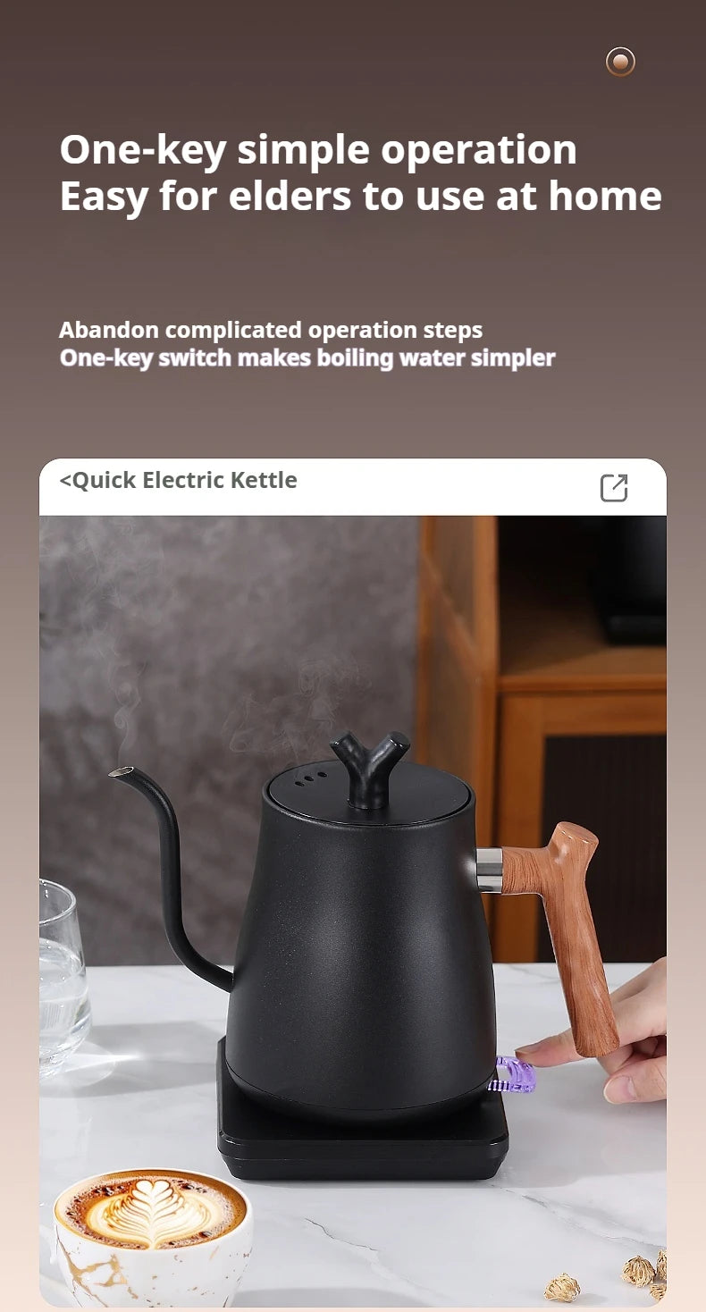 1L Stainless Steel Electric Kettle, Auto Shut-Off, for Pour-Over Coffee/Tea, Smart Temp Control & Mechanical Models