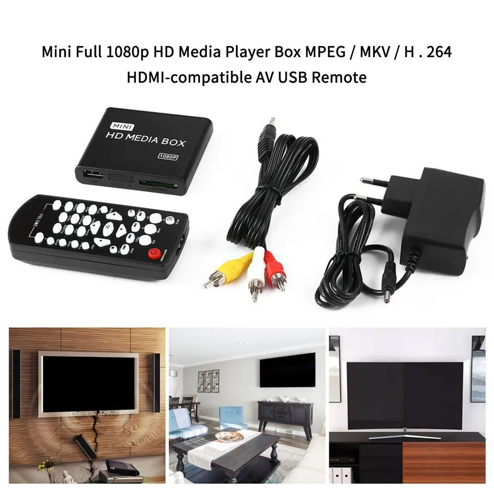 Hot 1080P Media Player Mini HDD Media Box TV Box Video Multimedia Player Full HD With SD MMC Card Reader 100Mpbs EU Plug