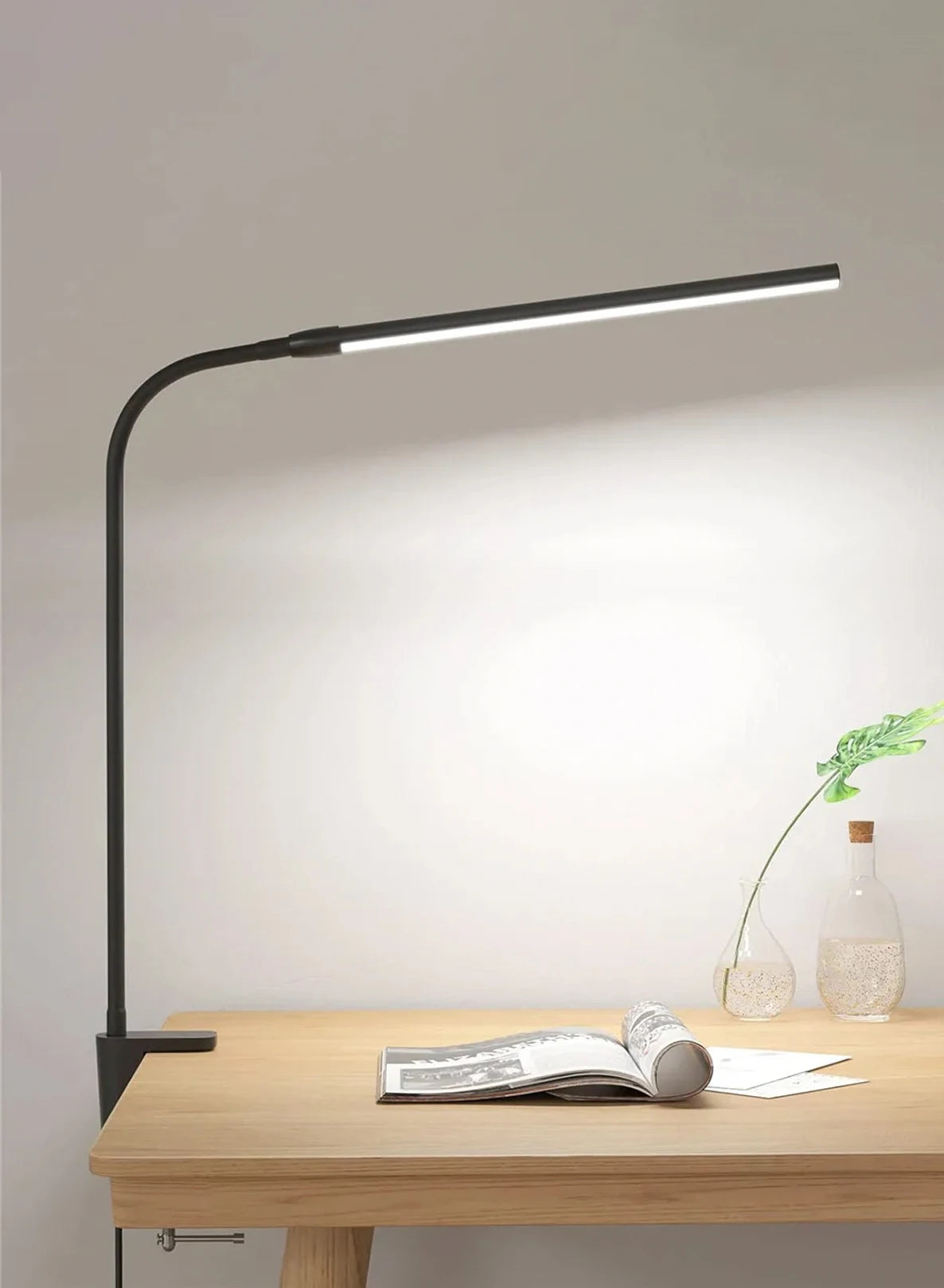 LED Double/Single Head Reading Desk Lamp Foldable Swing Arm Table Lamp with Clip Dimmable Workstation Office PC Eye Protection