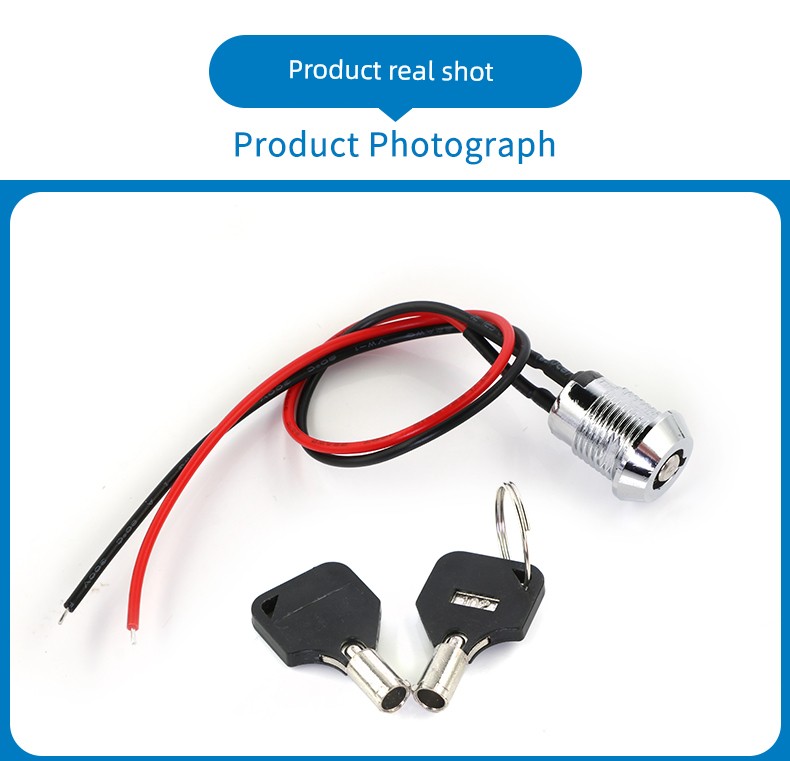 12mm Switch Key with Wire Power Lock Elevator Base Station Lock off/on Telephone Lock Switch Single Dial/Double Dial