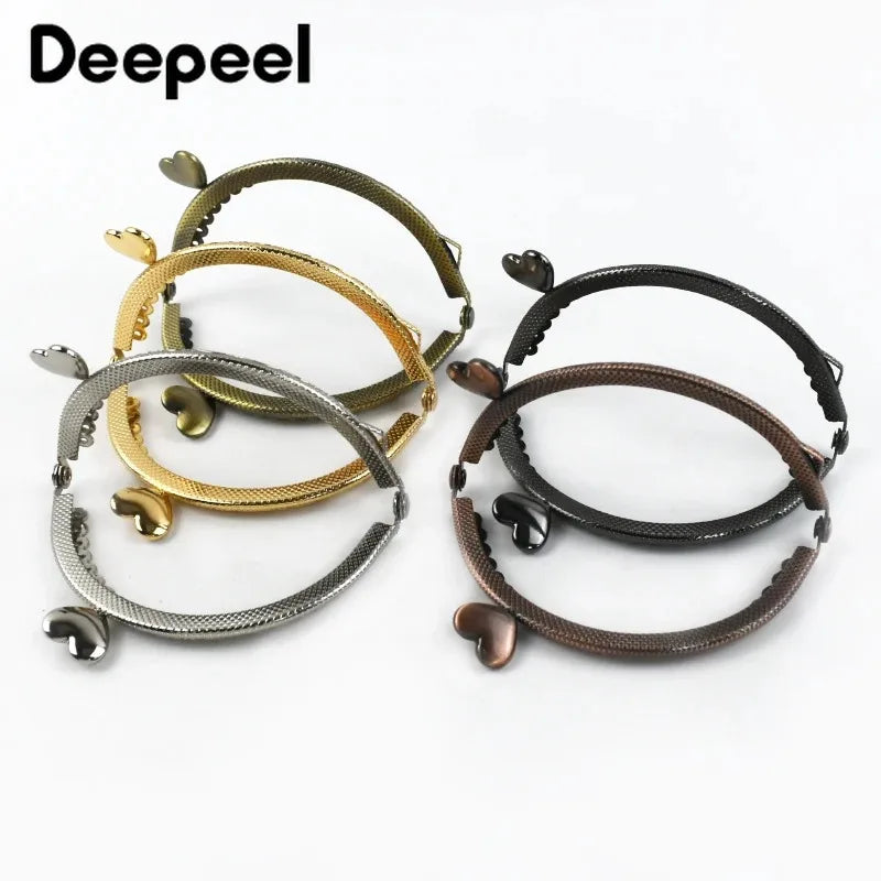 1/2/5/10Pcs 8.5cm Embossed Metal Bags Handle Purse Frame Kiss Clasp for Coin Wallet DIY Handmade Sewing Brackets Bag Accessories