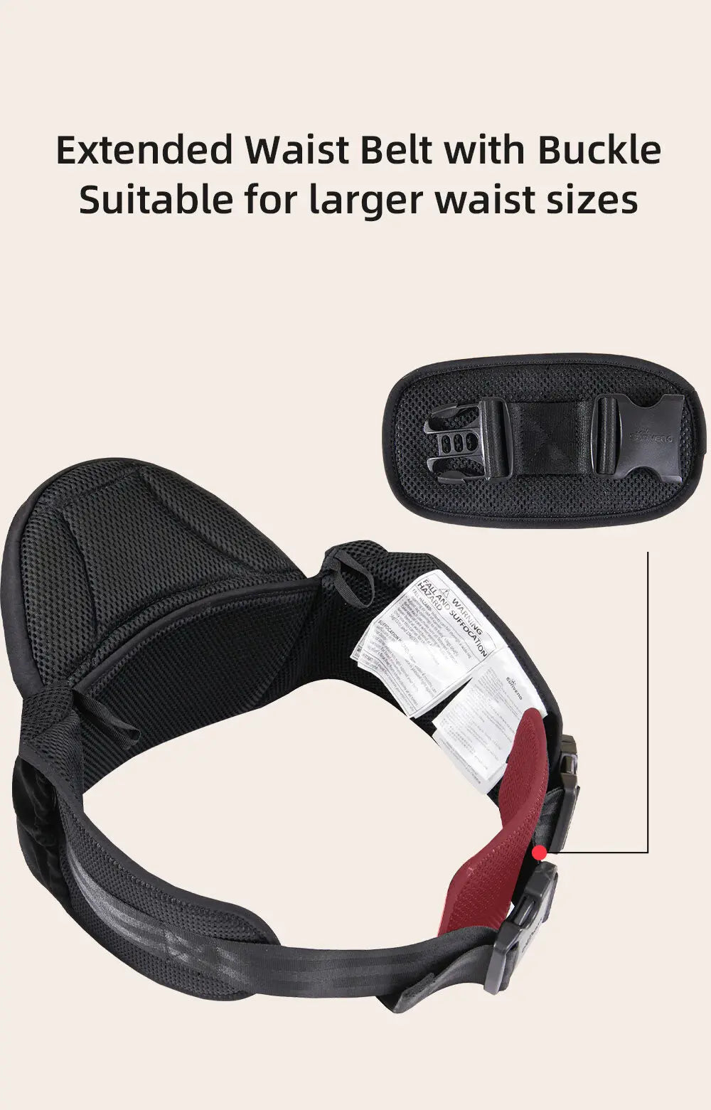 Sunveno Integrated Secure Baby Carrier Effortless Comfortable Baby Carrier Mesh Breathable 4-24months Hands-Free Ergonomic Black
