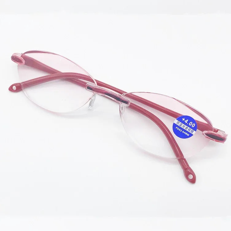 Intelligent Zoom Anti-blue Light Reading Glasses Frameless Cutting Edge Presbyopic Glasses Men and Women Presbyopic Glasses
