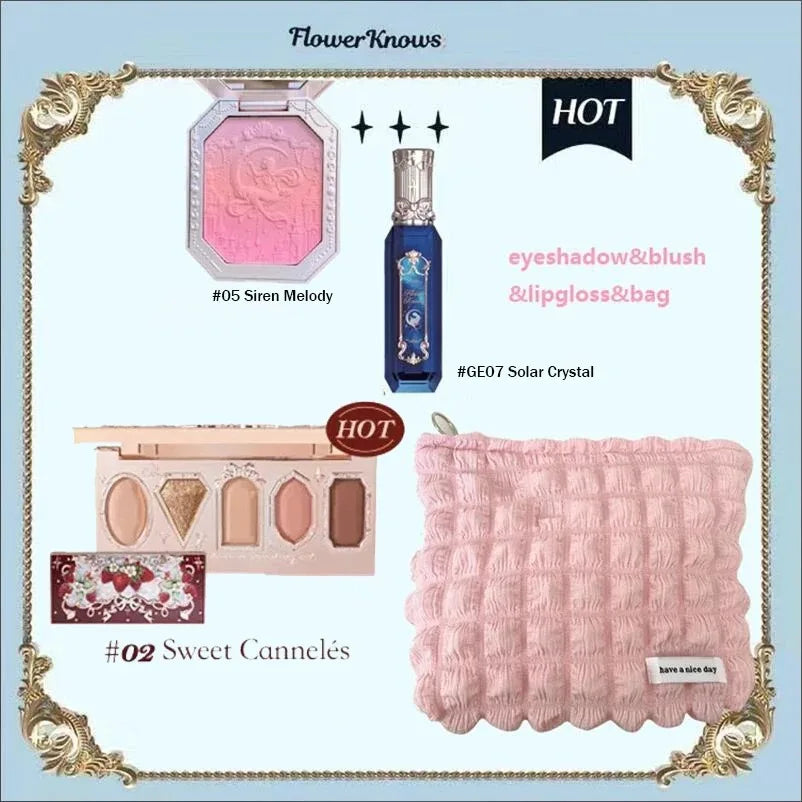 Makeup Flower Knows Set Swan Ballet Series Six Color Eyeshadow Palette Embossed Blusher Shine Lipstick Kit With Bag All In