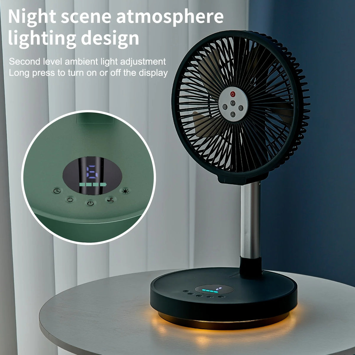 Retractable Fan with Speed Control & Timer, Remote Control, USB Charging, Indoor Outdoor Use, Portable Design